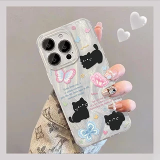 สร้อยข้อมือแมวดำตลกน่ารักนุ่ม เคสไอโฟน11 17 15 16 13 12 14 Pro Max 8Plus 7Plus XR 16 7 8 Plus 16 11 Pro X XS MAX 2020
