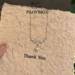PLOYBRIL สร้อยคอ ประดับมุก พลอยเทียม ดอกไม้ สไตล์เกาหลี สําหรับผู้หญิง X015