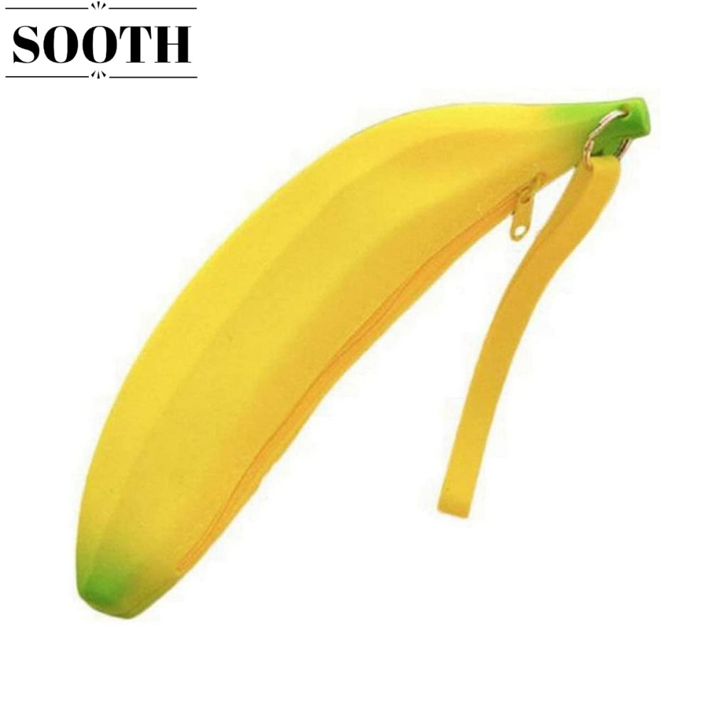 SOOTH Banana Zero Wallet, 2.36*7.87 นิ้วกระเป๋าปากกาซิลิโคนรูปกล้วย, สํานักงานดินสอซิลิโคนสีเหลืองสร