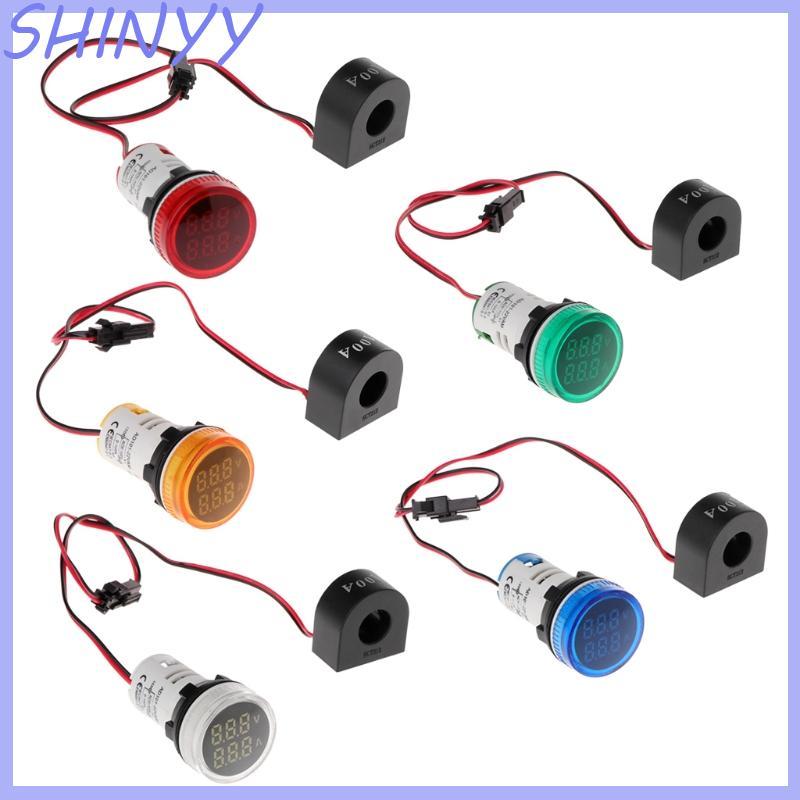 SHI 22mm 2 In 1 Digital Voltmeter Ammeter AC 50-500V 0-100A ติดตั้งง่าย