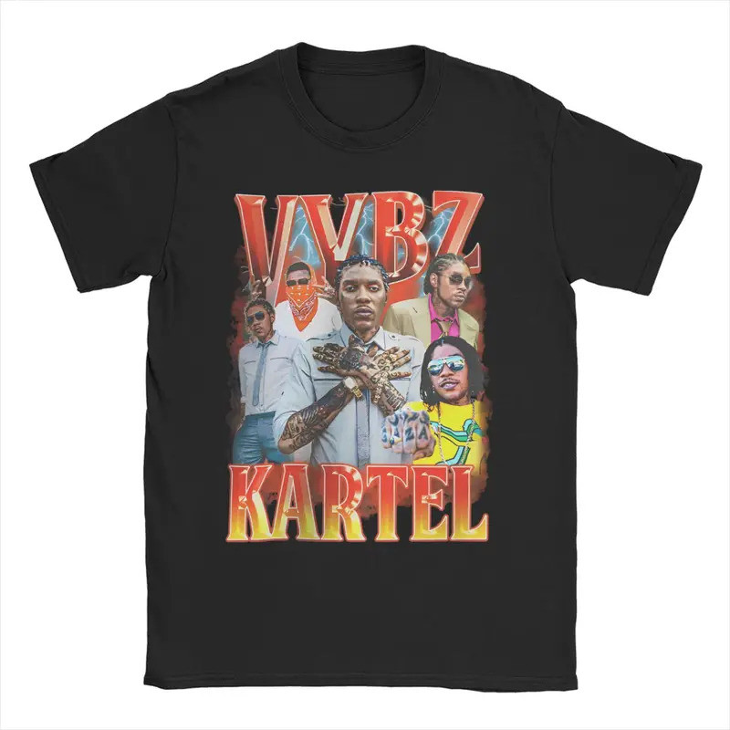 เสื้อยืดแร็ปเปอร์ Vybz Kartel เสื้อยืดผ้าฝ้าย 100% สำหรับผู้ชาย เสื้อยืดพิมพ์ลายแปลกใหม่ เสื้อยืดแขน