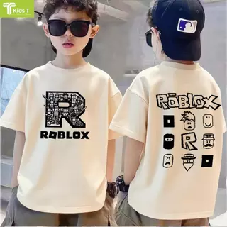 เสื้อยืดแขนสั้นสำหรับเด็กแฟชั่นเกาหลีปี 2026 จากร้าน ลาย Roblox เนื้อผ้าโซโรนา เหมาะสำหรับเด็กชายหญิง