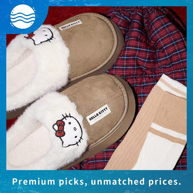 💓 ส่งฟรี ems 💓 Gukoo x hello kitty slipper ขนนุ่ม รองเท้าใส่ในบ้าน