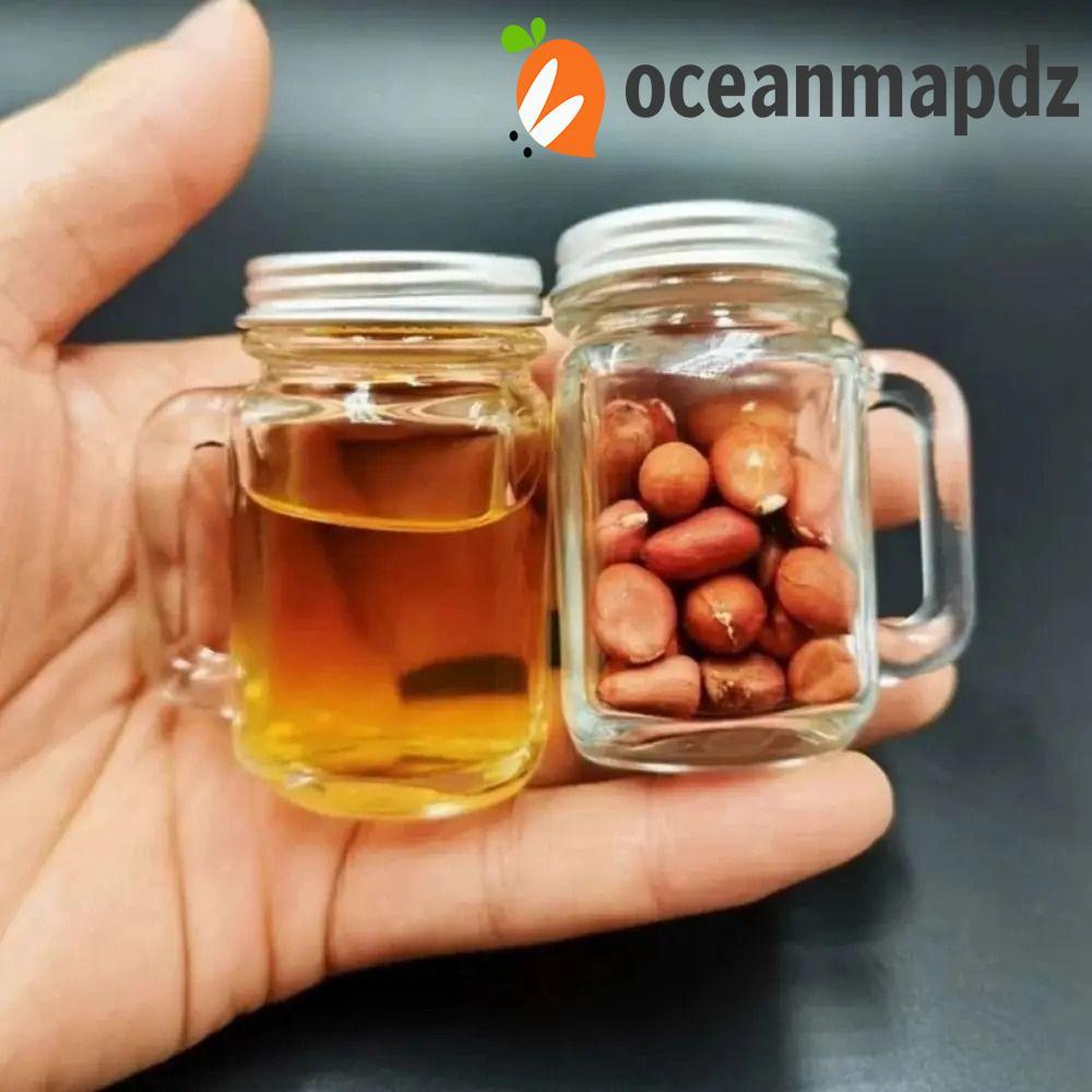 OCEANMAPDZ 5 ชิ้น Mini Mason Jar, 35 มล. ขวดแก้วปิดผนึกแบบพกพา,ถังเก็บพร้อมฝาปิดน่ารัก Sub-Bottling กาแฟขวดเข้มข้นนม – โปรปัง