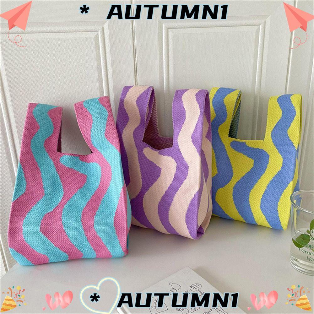 AUTUMN Wrist Bag Stripes Fashion Small Tote Bag