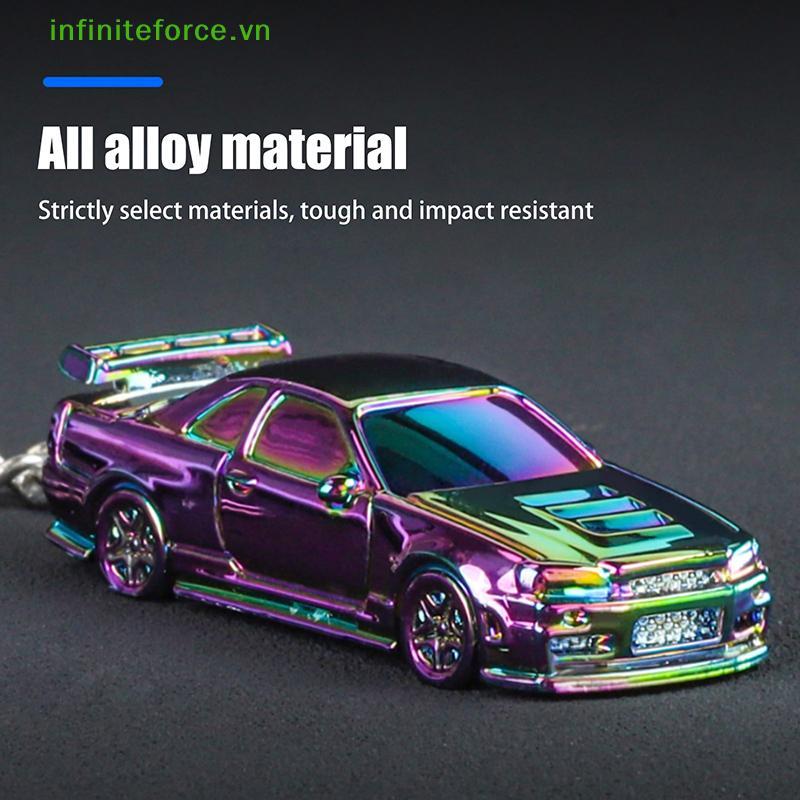INVN 1:64 Scale GTR-R34 RS7 รถของเล่นรถโลหะDiecastพวงกุญแจภาพวาดElectroplatingพวงกุญแจเด็กสําหรับเพื