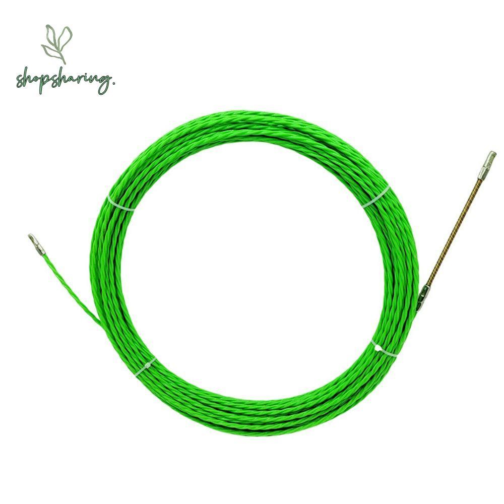 SHOPSHARING สาย Push Puller, 4 มม.สายสีเขียวคู่มือเทปดึง,สายไฟติดตั้ง Aid เครื่องมือ 5-15M เทปปลา Reel Wire Puller สําหรับก่อสร้างโทรคมนาคม