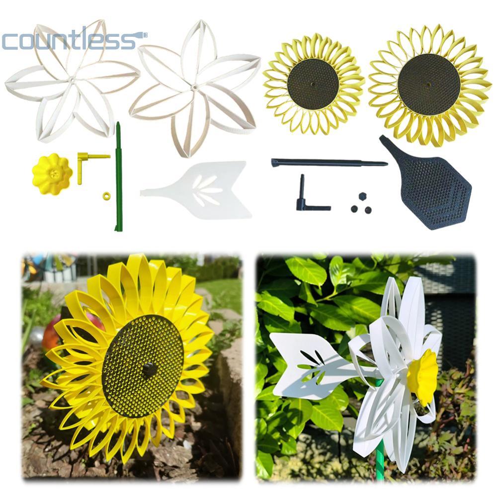 COD Sunflower Wind Spinner ตกแต่งกลางแจ้งกลางแจ้ง Wind Spinner Garden Pinwheel สําหรับ Yard และ Gard