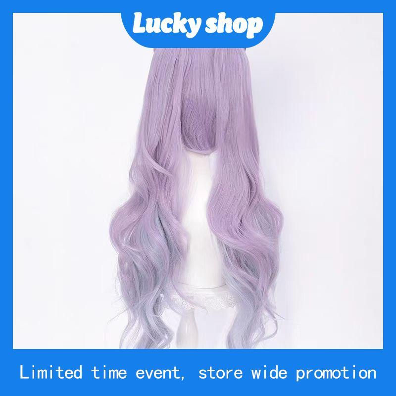 Genshin Impact Opulent Splendor Keqing Cosplay Wig 80cm Long Potails Heat Resistant Synthetic Wigs