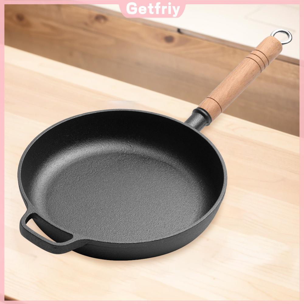 เหล็กหล่อ Portable Camping Outdoor Skillet 22/24/26/28cm Nonstick Pan Skillet [รับfriy.th]