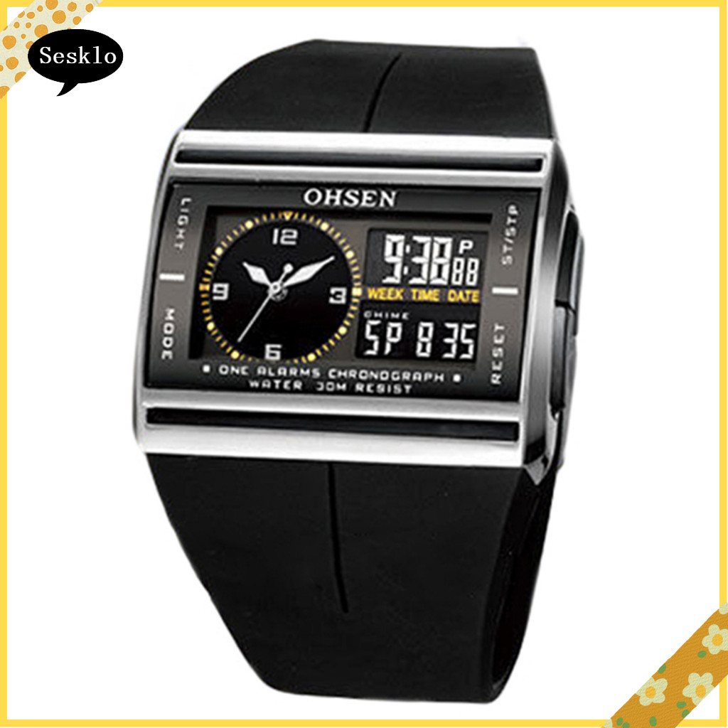 [SK] Digital Analog LED Luminous Date Rubber Band Sport นาฬิกาข้อมือผู้ชายเด็กผู้ชาย