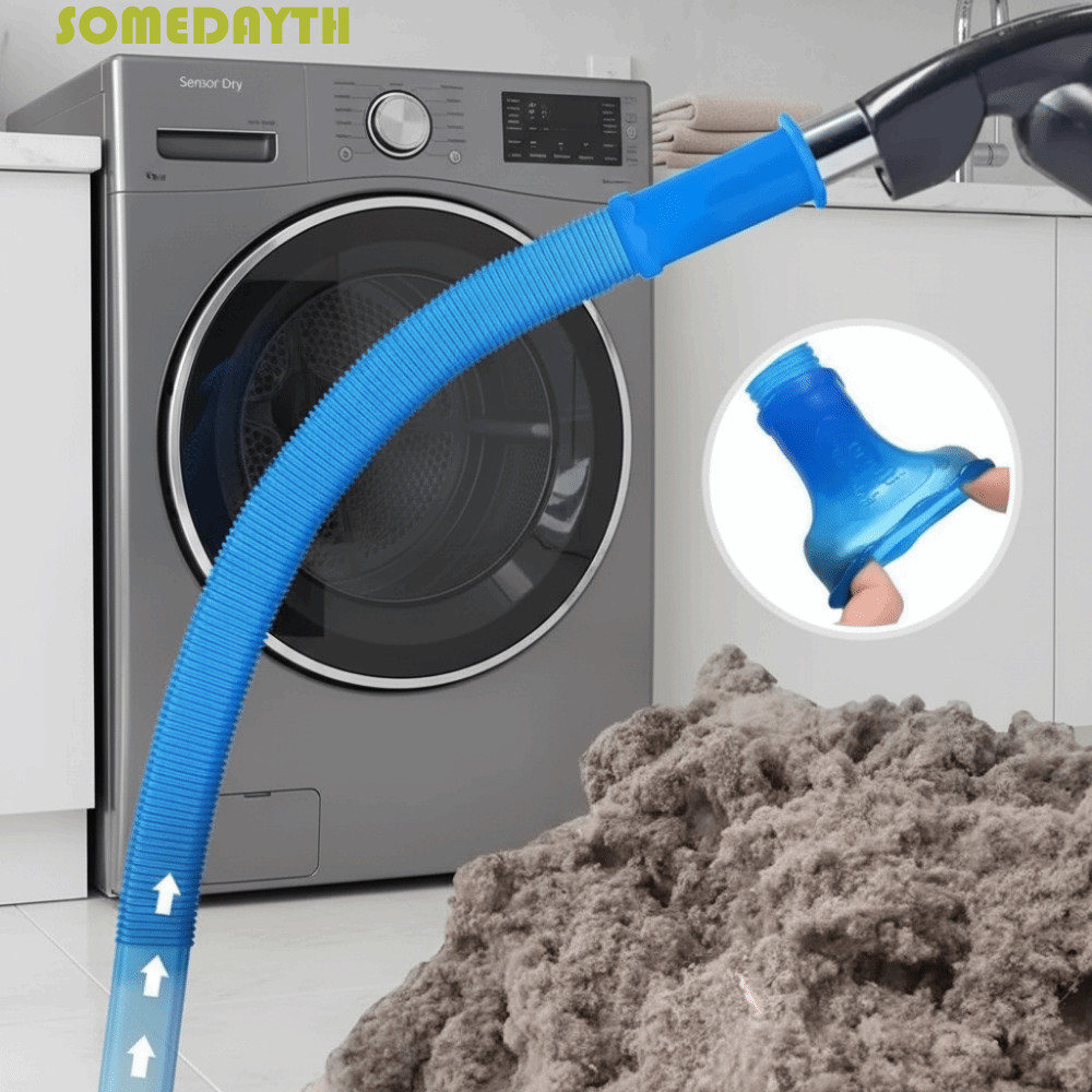 SOMEDAY Dryer Vent Cleaner Kit สายยาง, ขั้วต่อแบบยืดหยุ่น Universal Vacuum Hose Attachment, Compatment Design Hose Accessories ทําความสะอาดได้อย่างรวดเร็วแห้ง|ท่อทําความสะอาดไอเสีย