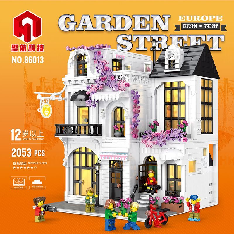 เข้ากันได้กับCreative Street View MOC Building Blocks ดอกไม้ยุโรป Street Building House Castle Serie