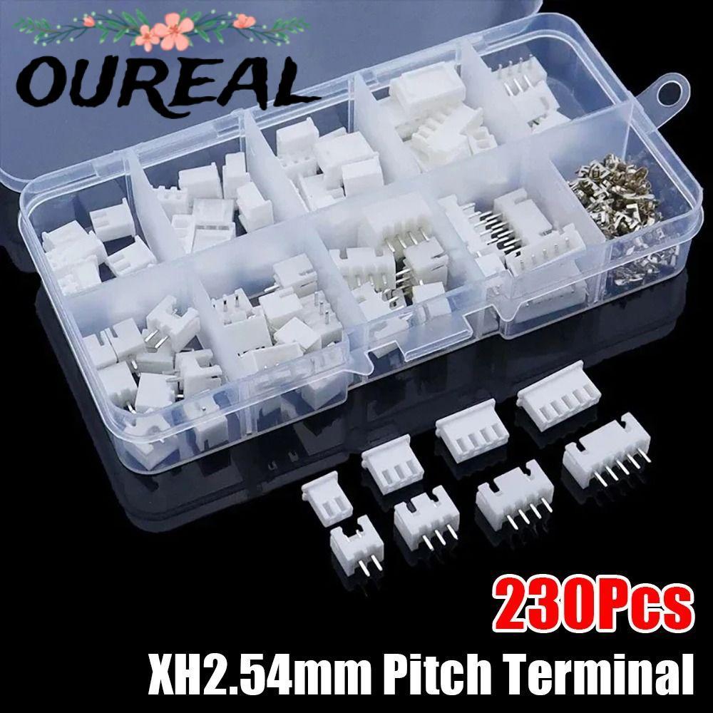 OUREAL 230 ชิ้น 2.54 มิลลิเมตร Pitch Terminal, 2 P 3 P 4 P 5pin XH2.54 Pin Connector, 4 ค่าชายและหญิ