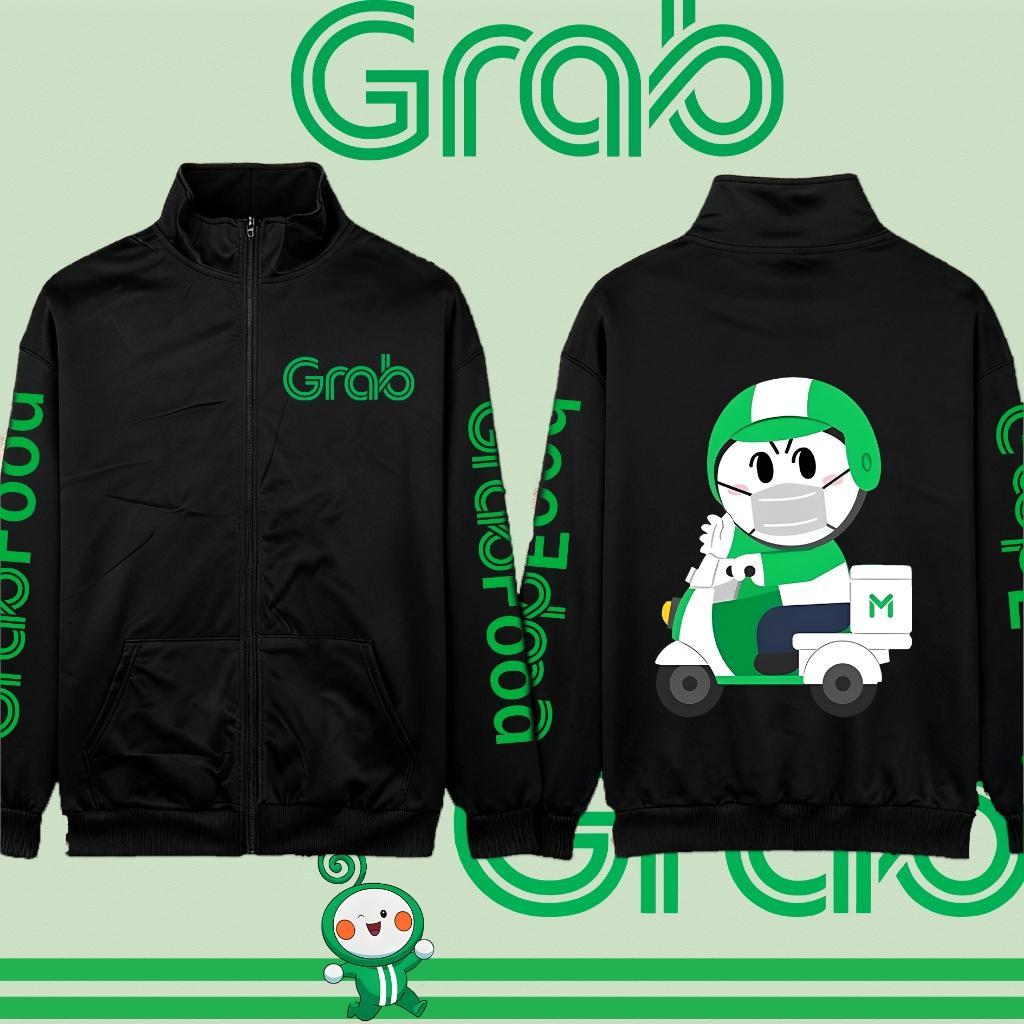 NEW!!! 【เสื้อฮู้ด】Grab Team ยืนคอ Cardigan Comfortable Zip-Up Sweatshirt Stand up collar cardigan Grab ใส่ขับรถหรือเที่ย