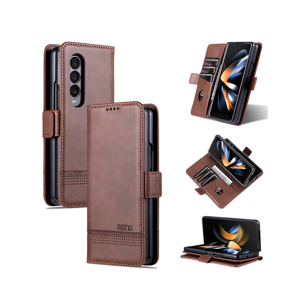 magnetic wallet magsafe wallet เหมาะสําหรับ Samsung zfold4 เคสโทรศัพท์ Z Fold3 ของแท้หนัง Galaxy Ret