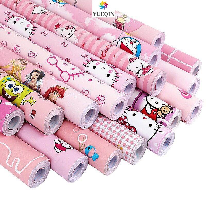 วอลเปเปอร์สติ๊กเกอร์ติดผนังลายคิตตี้ ราคาถูกสุดๆ 2D Wallpaper Hello kitty Doraemon SpongeBob