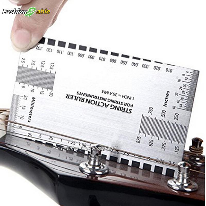 Fashion.shop03 Steel String Action Gauge ไม้บรรทัดท่องเที่ยว Setup วัด Luthier สําหรับกีตาร์เบส CAD