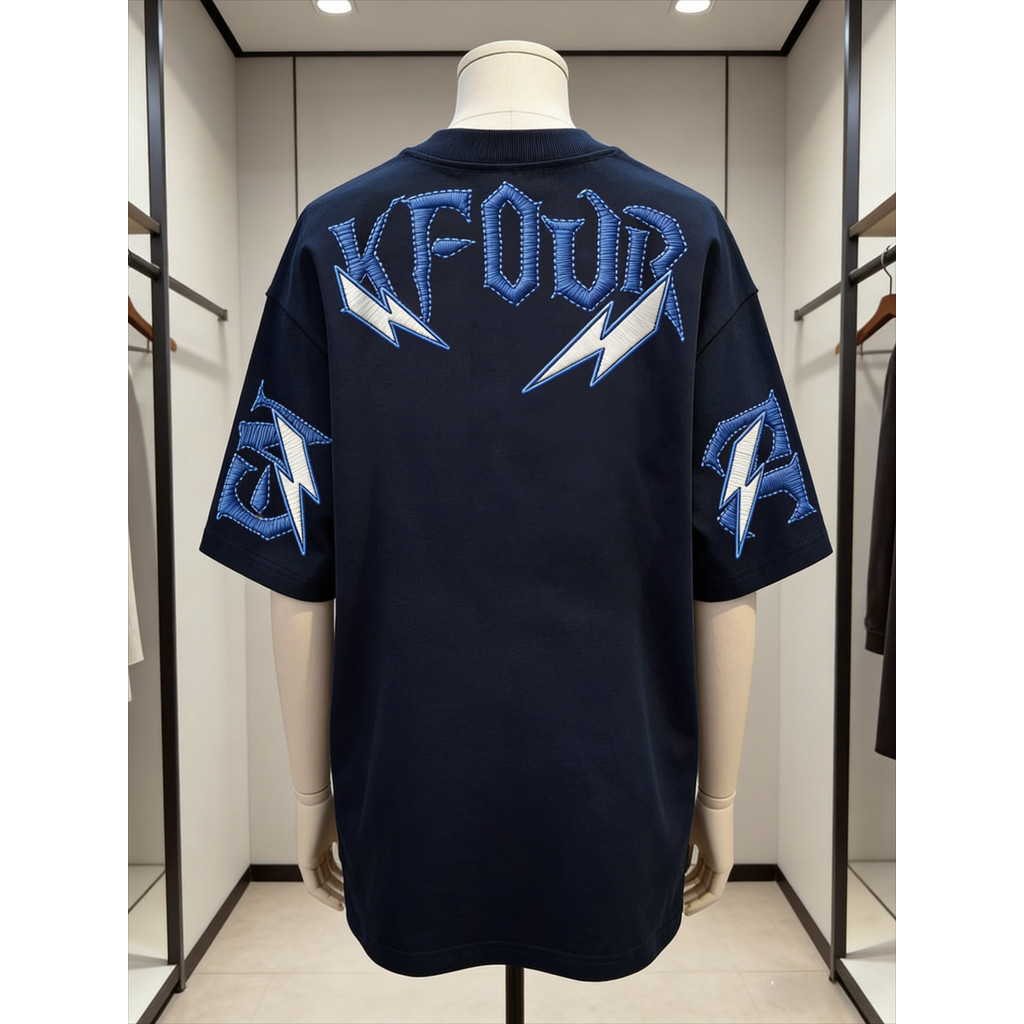 🌷Top.basic🌷 เสื้อยืด oversize cottonงานสกรีนเลียนแบบงานปัก พิมพ์ลาย 'KFOUR' สไตล์ลำลอง ใส่สบาย S-3XL