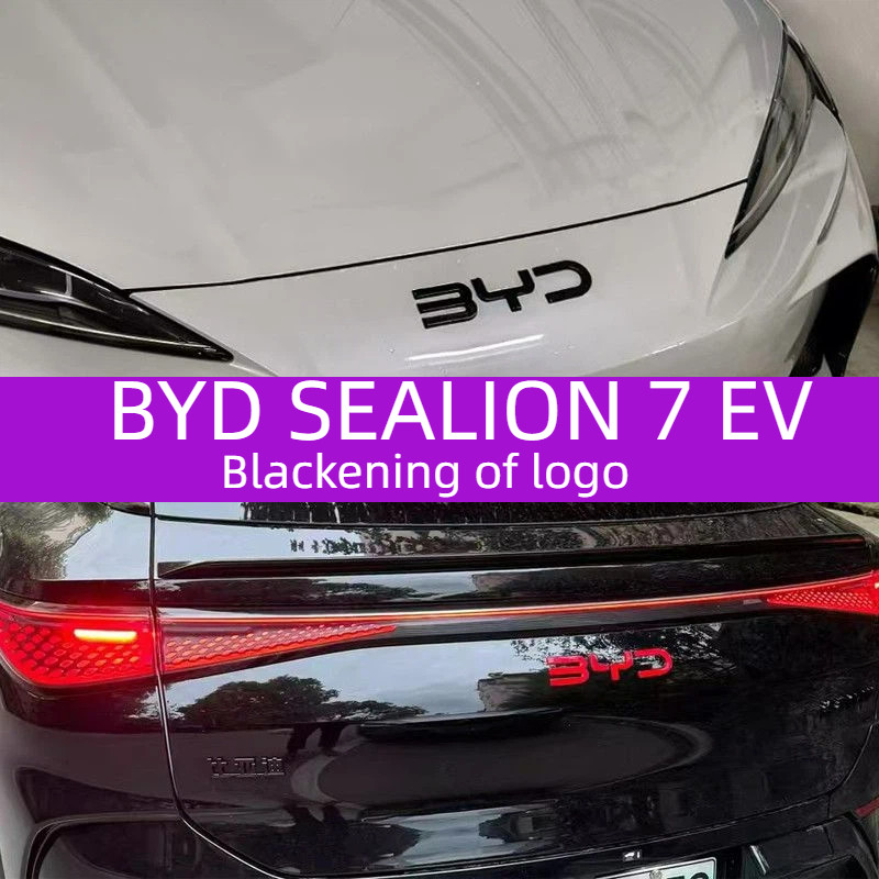 BYD SEALION 7 EV โลโก้รถดัดแปลงด้านหน้าด้านหลังสีดําโลโก้รถสติกเกอร์สีดํา Samurai โลโก้รถด้านหน้าด้านหลัง BYD Blackened