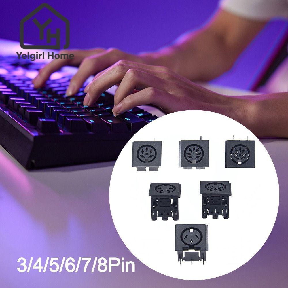 YELGIRLB DIN หญิงซ็อกเก็ตเชื่อมต่อ, 4 5 6 8 เสา 4 P/5 P/6 P/7 P/8 P PCB แผง Mount DIN Mini Jack, ปลั