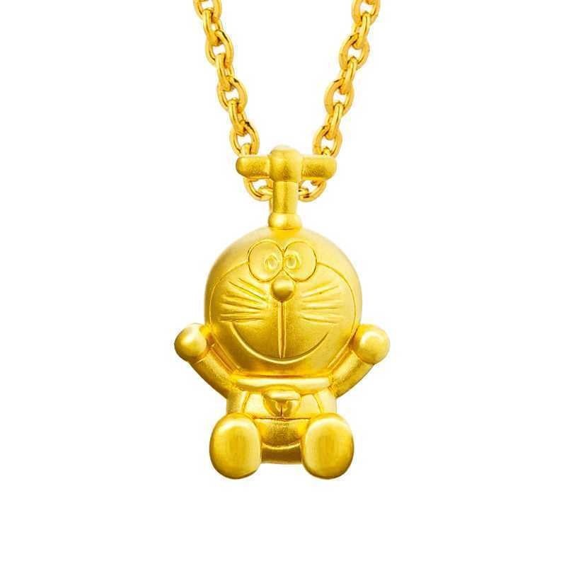 Solid การ์ตูนโดราเอมอนสร้อยคอจี้ Gold-Plated Doraemon จี้ในวัยเด็กจี้จี้ Gold-Plated