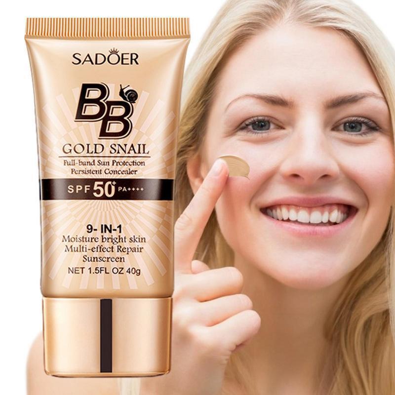 SPF50 Gold Snail Sunscreen BB Cream Liquid Face Base Foundation Whitening BB Cream Foundation Cream 