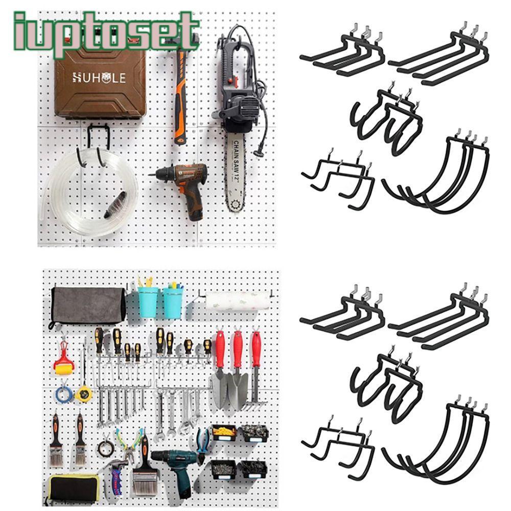 IUPTOSET ที่วางติดผนังติดผนังรูเหล็กแผ่น Rack Pegboard ผู้ถือเครื่องมือไฟฟ้า Pegboard เจาะผู้ถือสว่า