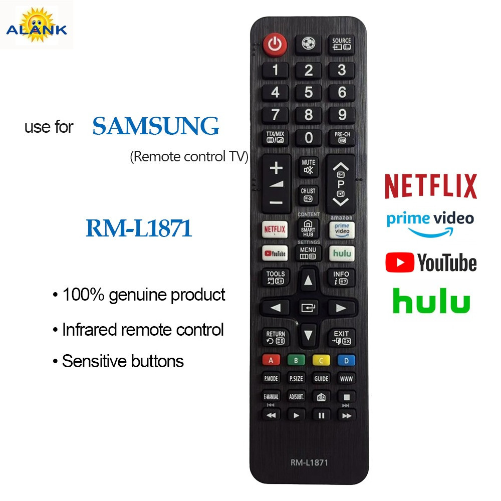 ALANK รีโมท Samsung แบบอเนกประสงค์ของแท้ สำหรับทีวี LED/LCD ทีวี (ใช้ได้กับทุกรุ่น) ไม่ต้องตั้งค่า RM-L1871