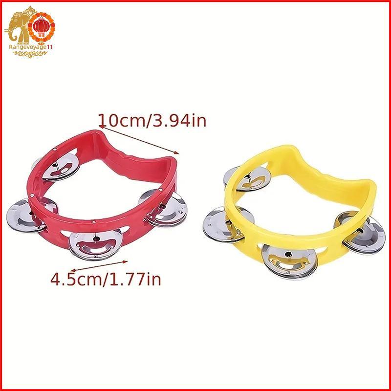 [RG1] 1 ชิ้นพลาสติกกระทบกลองสําหรับผู้ใหญ่มือกลองเครื่องดนตรี 4 ระฆังบน ABS Tambourine Musical Rhyth
