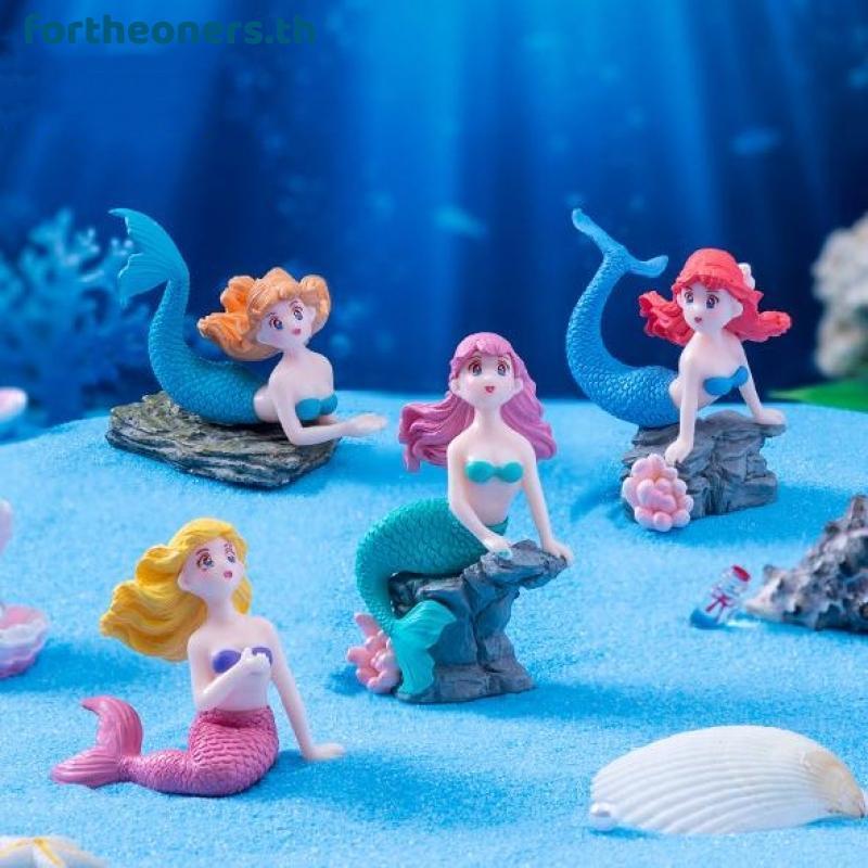 สําหรับ 4 ชิ้น Kawaii Reef Mermaid ตุ๊กตาถังปลา Aquarium เครื่องประดับตกแต่งบ้านน่ารักเค้ก Topper ของเล่นของขวัญ DIY ตกแต่ง TH
