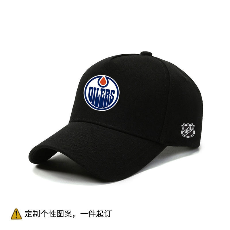 North Professional Ice Hockey NHL Edmon Oilers Letter LOGO พิมพ์เบสบอลหมวก Unisex ปรับแต่ง 0506