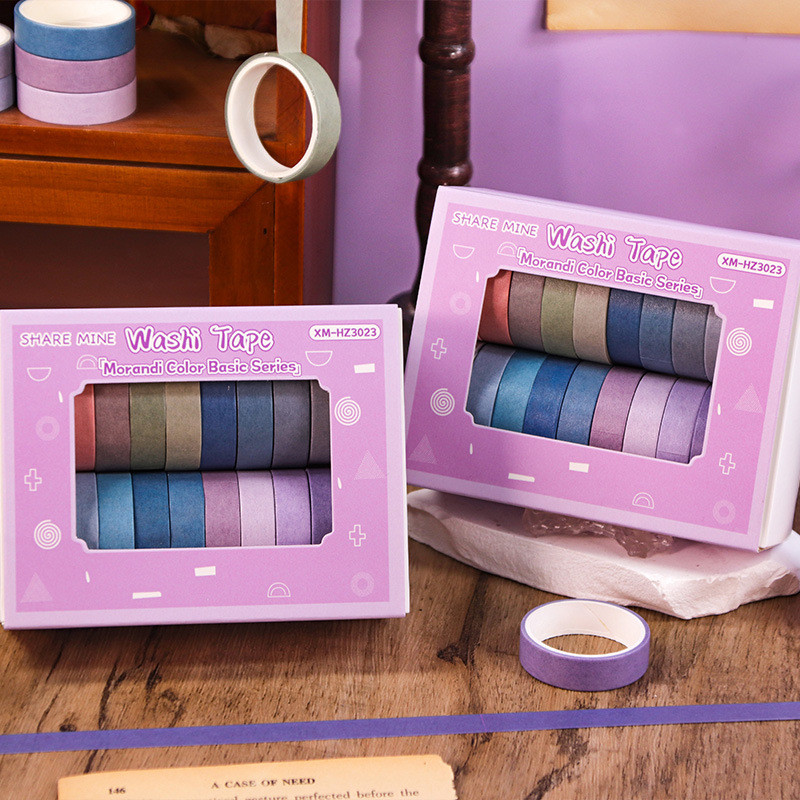 Color Washi Tape Set Gift Box Basic Handbook diy สติ๊กเกอร์ตกแต่งวัสดุ LV0F