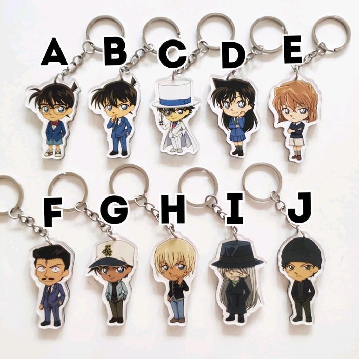 พวงกุญแจอะนิเมะนักสืบ Conan 1 Conan Shinichi Kaito Ran Ai Mouri Heiji Amuro Gin Akai Gantungan Kunci Akrilk