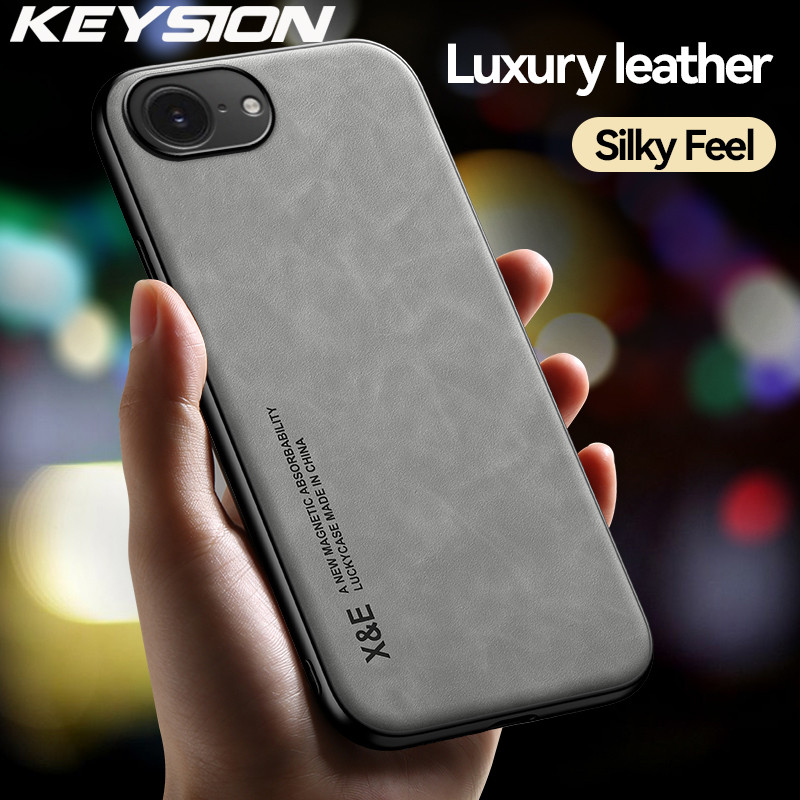 KEYSION หรูหรา Retro PU หนังสําหรับ iPhone 17e ซิลิโคน + PC กันกระแทกโทรศัพท์ปกหลังสําหรับ iPhone 17
