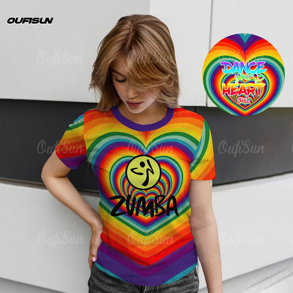 ผู้หญิง Zumba เสื้อยืด 2025 Casual Love Zumbawear กลางแจ้งรอบคอเต้นรําเสื้อยืด TopCasual Cool Ho