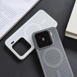 เคสโทรศัพท์ระบายความร้อนแบบรังผึ้งสําหรับ XIAOMI 15 14 13 13T Pro POCO F5 F6 F7 Pro/Ultra มินิมอลออกแบบฝาครอบป้องกันแม่เหล็ก PC พนักพิง TPU ขอบนุ่ม anti drop shell