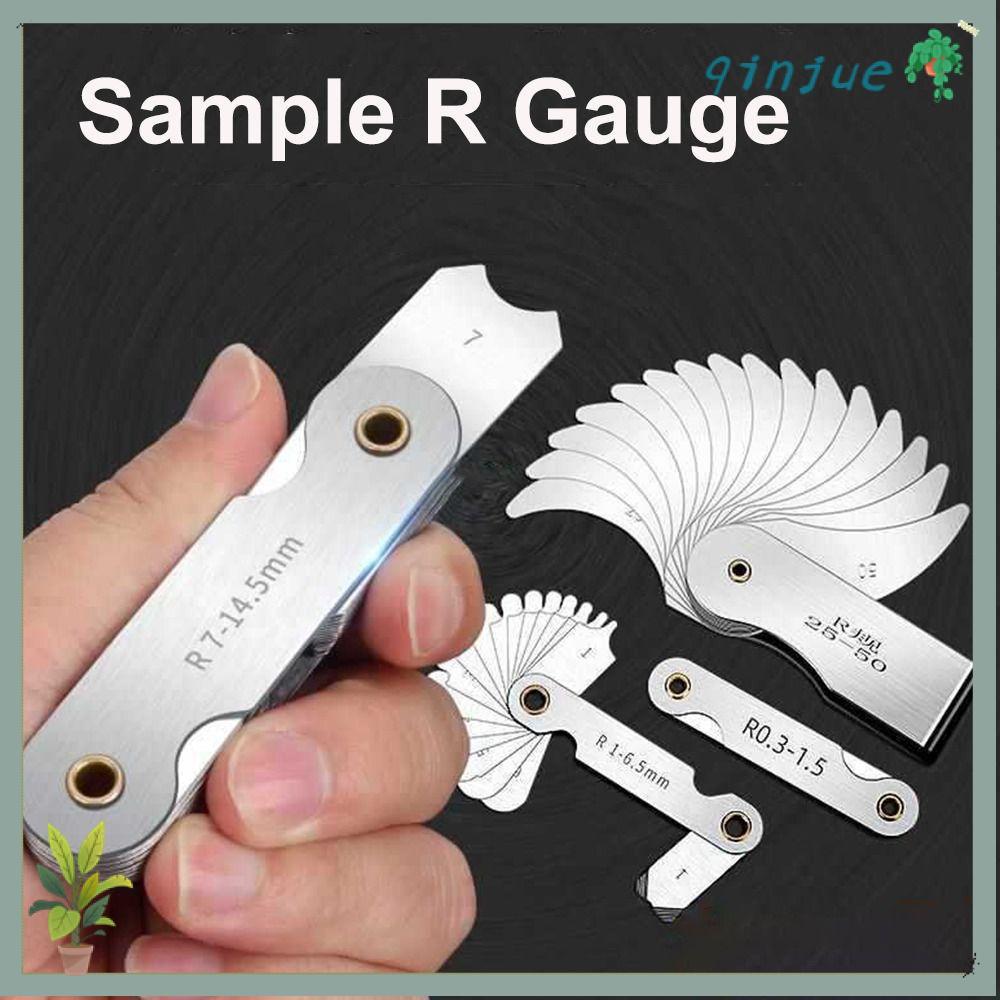 QINJUE 16 ชิ้น/เซ็ต Radius Gauge เครื่องกลึงเครื่องมือผสม Radius Fillet Gauge วัด Gage ตัวอย่าง R Ga