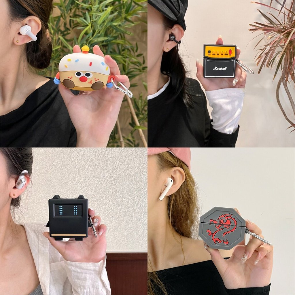 Sony WF1000-XM6 หูฟังป้องกันกรณีวิทยุสีดําสําหรับ xm6 dragon charm การ์ตูนเค้ก man anti-drop หุ่นยนต