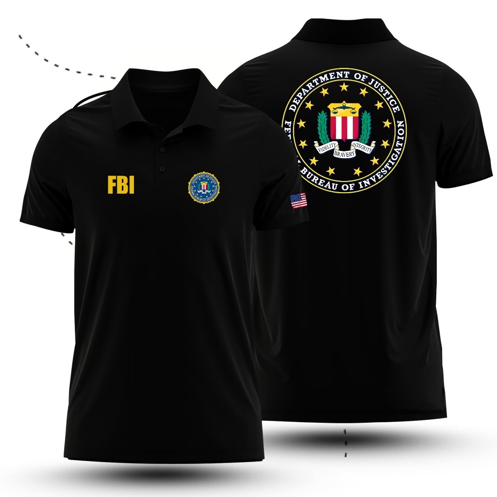 ส่วนลดจำกัดเวลา เสื้อโปโลพิมพ์ลายโลโก้ FBI ผ้าฝ้าย 100% คอปก แขนสั้น ใส่ได้ทั้งชายและหญิง ลำลอง สินค