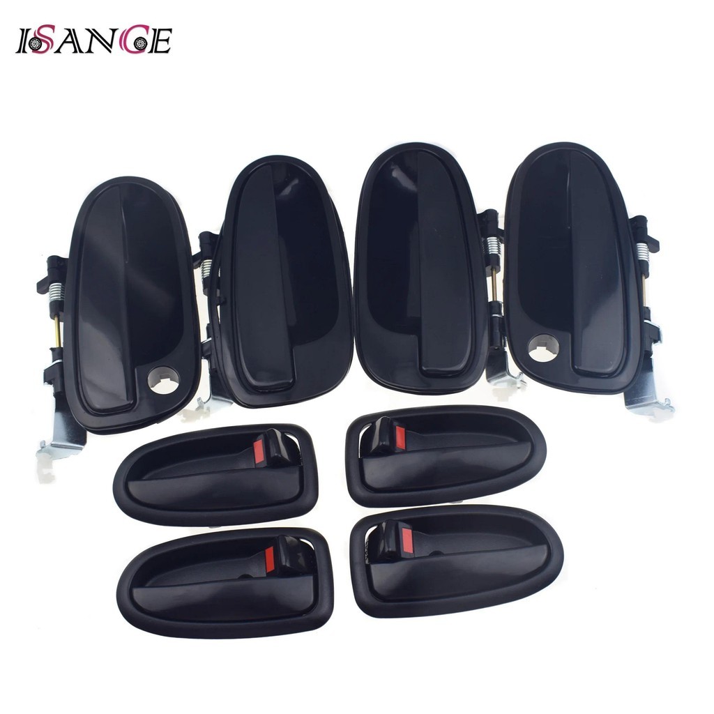 8 pcs สําหรับ Hyundai Matrix Lavita 2001-2011 สีดําด้านนอกและภายในประตูด้านหน้าด้านหลังซ้ายขวาไดร์เว