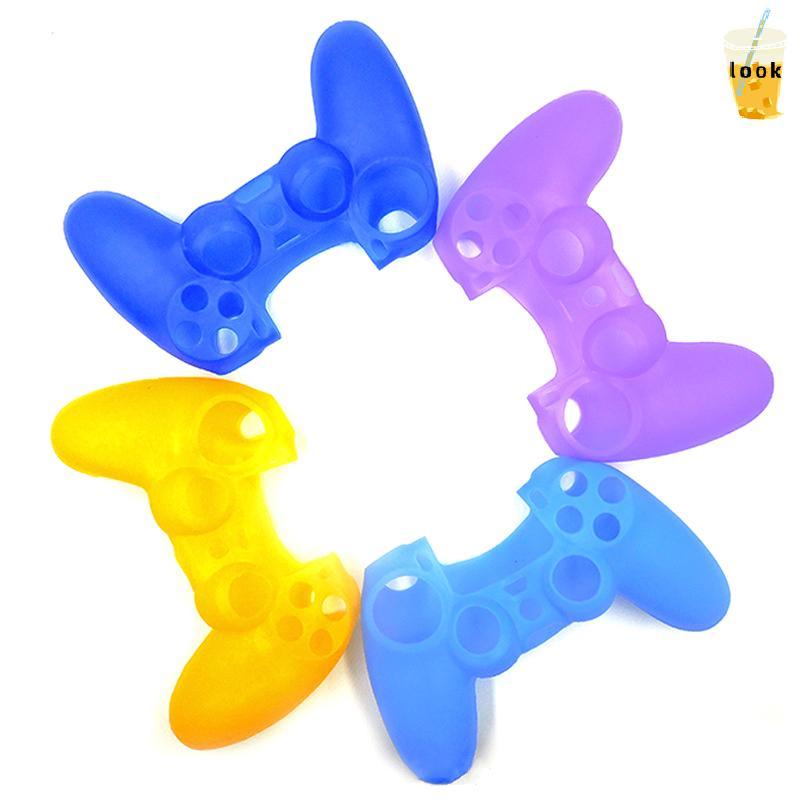 [LO] ฝาครอบป้องกันซิลิโคนอ่อนนุ่มสําหรับ Playstation 4 Controller Skin PS4 Gamepad Case พร้อม Joysti Grip Caps TH