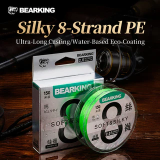 BEARKING SILK X8 PE สายตกปลา JapanQuality 8 Braided Multifilament 100M-150M สูง Stength สายหลักสําหรับ Big FishPower Line