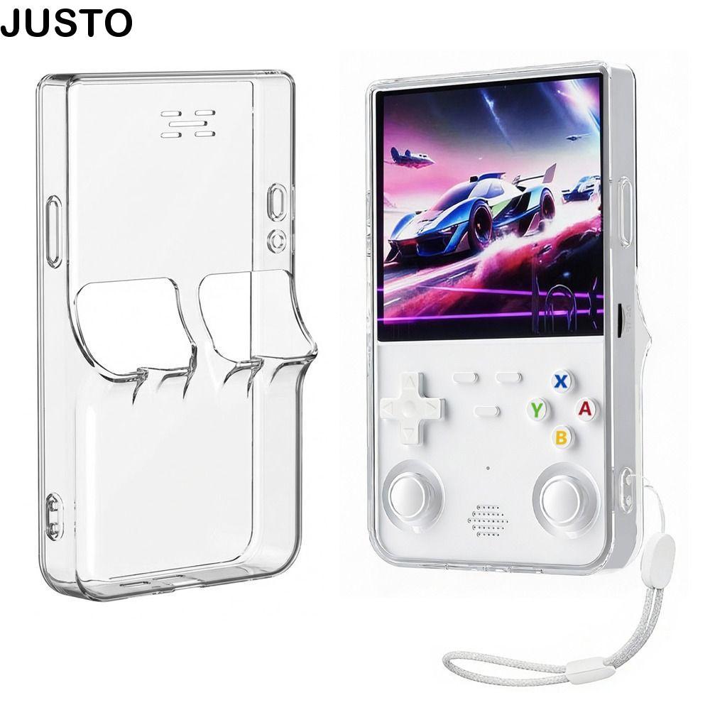 JUSTO เกมคอนโซล,พร้อมเชือกเส้นเล็กกันกระแทกป้องกัน, TPU Anti-Scratch โปร่งใสแขนสําหรับ R36S Ultra อุ