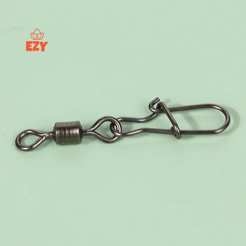 EZY 100 ชิ้น/กล่องสแตนเลสตกปลาเชื่อมต่อ Pin 4 # 6 # 8#10#12# Bearing Rolling Swivel With Snap Fishhook Lure Accessories ใหม่