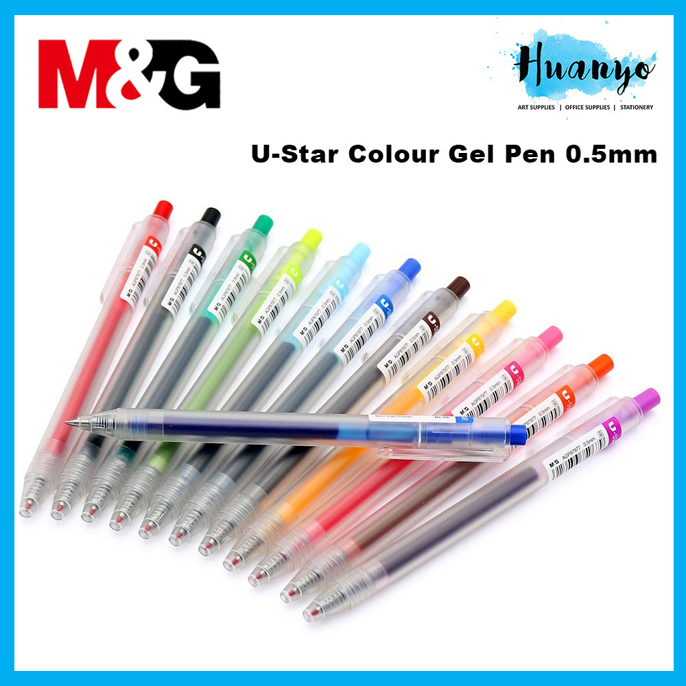 [HUANYO] M&G U-Star ปากกาเจลสีแบบพับเก็บได้ 0.5 มม.ใสบาร์เรลเขียนเรียบสําหรับ Office & School AGP8797