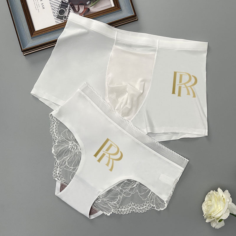 Couple Underwear Set - Ice Silk Seamless Lace Boxer Briefs for Him & Her | Summer Fashion