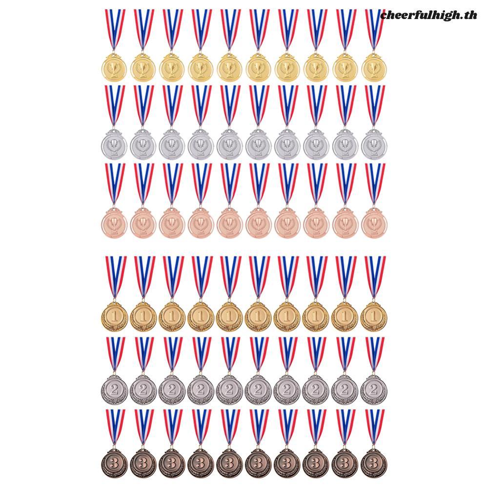 30 ชิ้น 2 นิ้วทองเงิน Bronze รางวัลเหรียญคอริบบิ้น 1st 2nd 3rd รางวัลเหรียญ Gold Silver Bronze รางวั