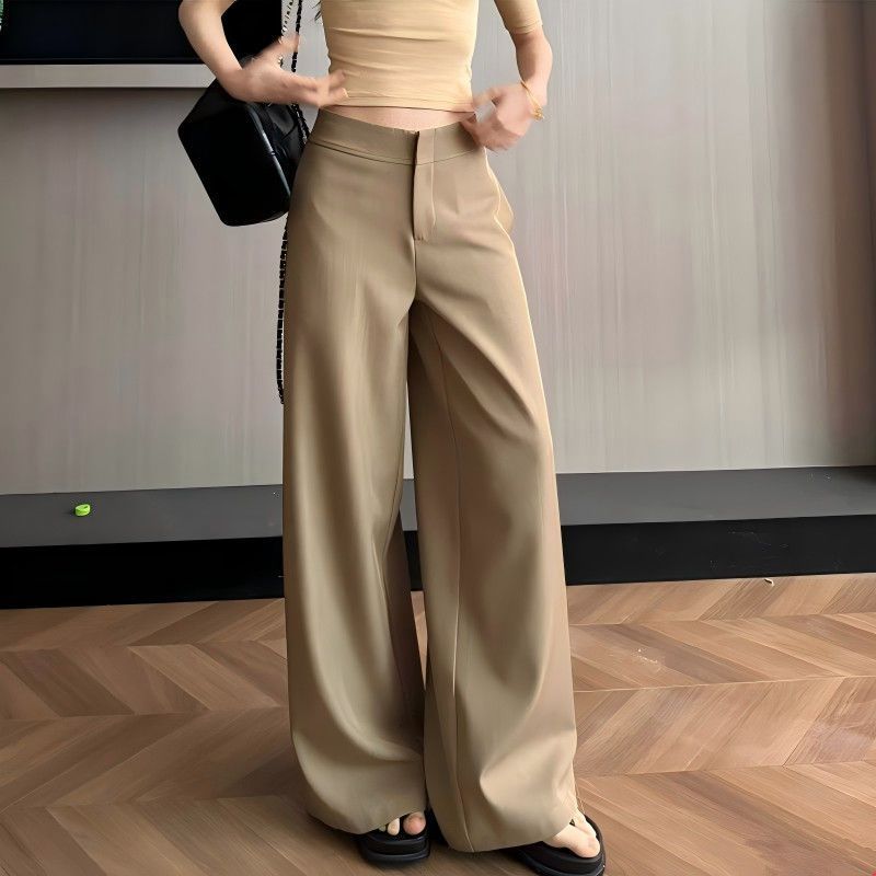 [F-store] กางเกงสูทผู้หญิง 2026 ฤดูใบไม้ผลิฤดูใบไม้ร่วงเอวสูงตรงขากว้างผ้าม่าน All-Match Casual Floo