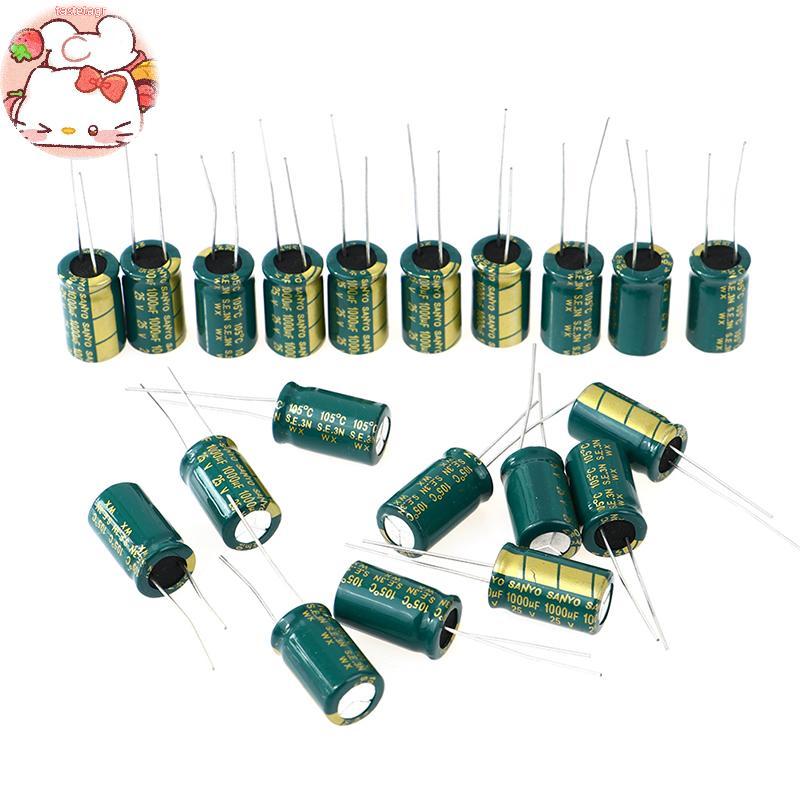 Tast 20 ชิ้น 25V1000UF 10MMX16MM ตัวเก็บประจุไฟฟ้าใหม่ EN